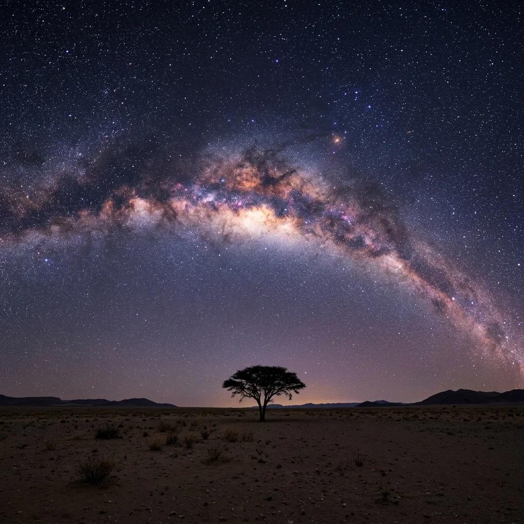 Starry night sky over Namibian desert
